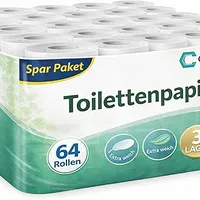 Commerline Toilettenpapier Klopapier 3-lagig, 64 Rollen WC Papier