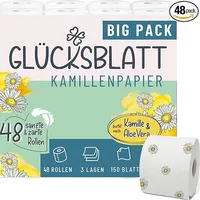 Glücksblatt Topa 3lg. DY 16x150 Blatt mit Kamilleduft und Druck, 100% Zellstoff, 70% PEFC-zertifiziert SGSCH-PEFC-COC-000977
