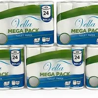 Vella Toilettenpapier 120 Rollen Megapack, 3-lagig, extra weich & saugstark, 150 Blatt pro Rolle, Zellstoff, parfümfrei