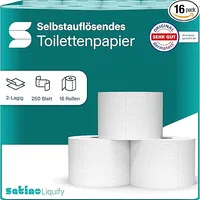 WEPA liquify Toilettenpapier selbstauflösend - ideal für Camping, Wohnmobil, Outdoor, Kreuzfahrtschiff, Reisen - 16 Rollen mit je 250 Blatt 2-lagig
