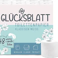 Glücksblatt Toilettenpapier klassisch weiß 3-lagig, 48 Rollen Klopapier