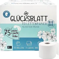 Glücksblatt Toilettenpapier Box, 3-lagig, 75 Rollen x 180 Blatt