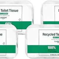 by Amazon ECO Toilettenpapier, 3-lagig 100% Recycelt, 32 Rollen (8 Rollen, 4-er Pack) 200 Blätter pro Rolle, FSC-Zertifiziert
