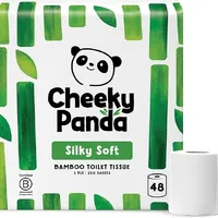 The Cheeky Panda Bambus Toilettenpapier 3-Lagig Großpackung | 48 Rollen x 200 Blatt | Klopapier Plastikfrei Verpackt | Eco WC Papier