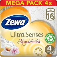 Zewa Deluxe Mandelmilch Toilettenpapier, verwöhnendes WC-Papier 4-lagig mit mildem Mandelduft, 4 x Vorratspack mit 64 Rollen (4 x 16 Rollen)
