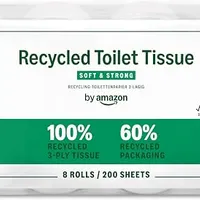 Recyceltes Toilettenpapier, 100% recycelte Fasern, 3-lagig, 200 Blatt, 8 Rollen (1 Pack à 8 Rollen), FSC-zertifiziert
