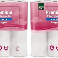 by Amazon Toilettenpapier, 4-lagig Gestepptes, Besonders Weich, 12 Rollen, 1-er Pack, 160 Blätter pro Rolle, FSC-Zertifiziert (Packung mit 2)