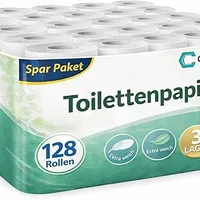 Commerline Toilettenpapier Klopapier 3-lagig, 128 Rollen WC Papier