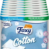 Foxy Baumwolle, Toilettenpapier, 5 Lagen, 56 Rollen, extra große Blätter, mit echten Baumwollfasern, 100 Prozent FSC-zertifiziert, Verpackung 100 Prozent recycelbar