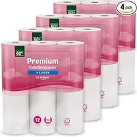 by Amazon Premium Toilettenpapier, 4-lagig, 48 Rollen (4 Packungen à 12 Stück), 160 Blatt pro Rolle, FSC-zertifiziert