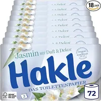 Hakle Jasminduft & Dekor, 72 Rollen Toilettenpapier, 3-lagig | 150 Blatt pro Rolle, Klopapier, WC Papier mit 60% recycelte Verpackung, FSC-zertifiziert