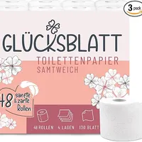 Glücksblatt Toilettenpapier samtweich 4-lagig, 48 Rollen Klopapier