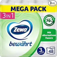 Zewa bewährt - 48 Rollen - Das erste Toilettenpapier mit Strohanteil - 3lagig