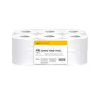 AmazonCommercial Mini-Jumbo-Toilettenpapier, 2-lagig Premium, 12 Rollen (1 Pack), 557 Blatt pro Rolle, Blattgröße: 30,5 x 9cm, kompatibel mit T2-Spendern