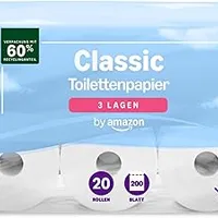 by Amazon Classic Toilettenpapier, 3-lagig, 20 Rollen (1 Packung mit 20), 200 Blatt pro Rolle, FSC-zertifiziert