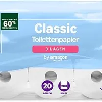 by Amazon Classic Toilettenpapier, 3-lagig, 20 Rollen (1 Packung mit 20), 200 Blatt pro Rolle, FSC-zertifiziert