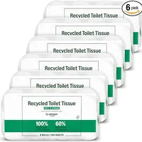by Amazon Recyceltes Toilettenpapier, 100% recycelte Fasern, 3-lagig, 200 Blatt, 48 Rollen (6 Pack à 8 Rollen), FSC-zertifiziert