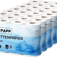 Toilettenpapier 3-lagig – 64 Rollen Großpack, 150 Blatt je Rolle, extra weich, reißfest & saugstark, weißes Zellstoff, WC, Klopapier für Haushalt & Gewerbe